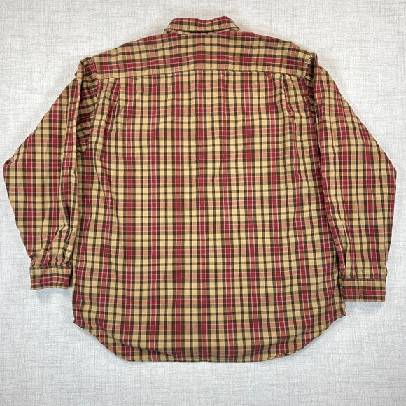 Abercrombie & Fitch Button Down Shirt Men's L Long Sleeve Red Olive Tan Plaid - Picture 2 of 10
